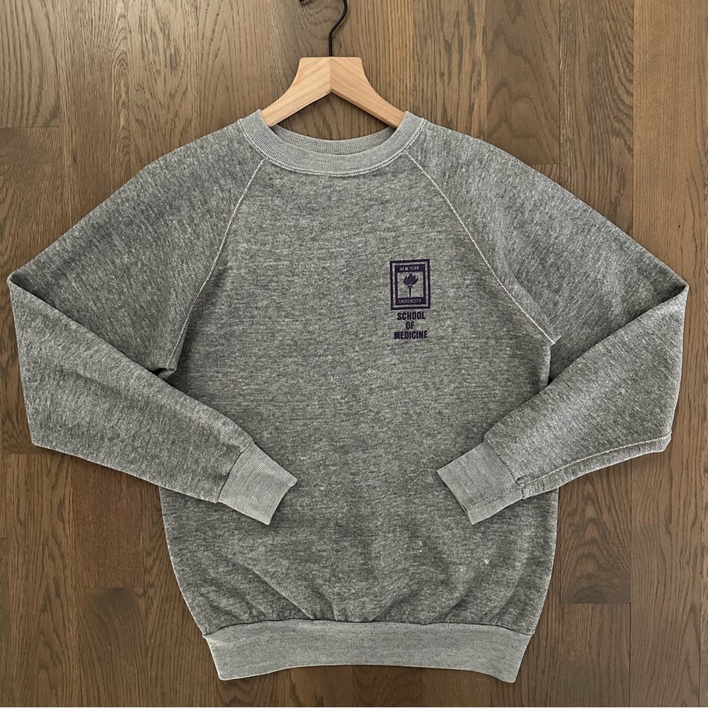 Vintage New York University Crewneck Raglan Sweatshirt Heather Grey Size Medium - Picture 6 of 8